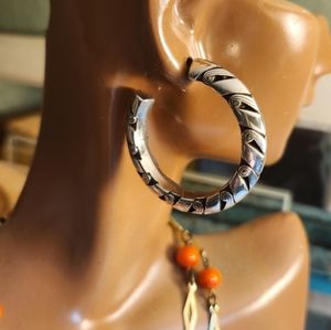 Semi Medium Hoop Earrings Silver Plate Heavy 21g Excellent Used Cond